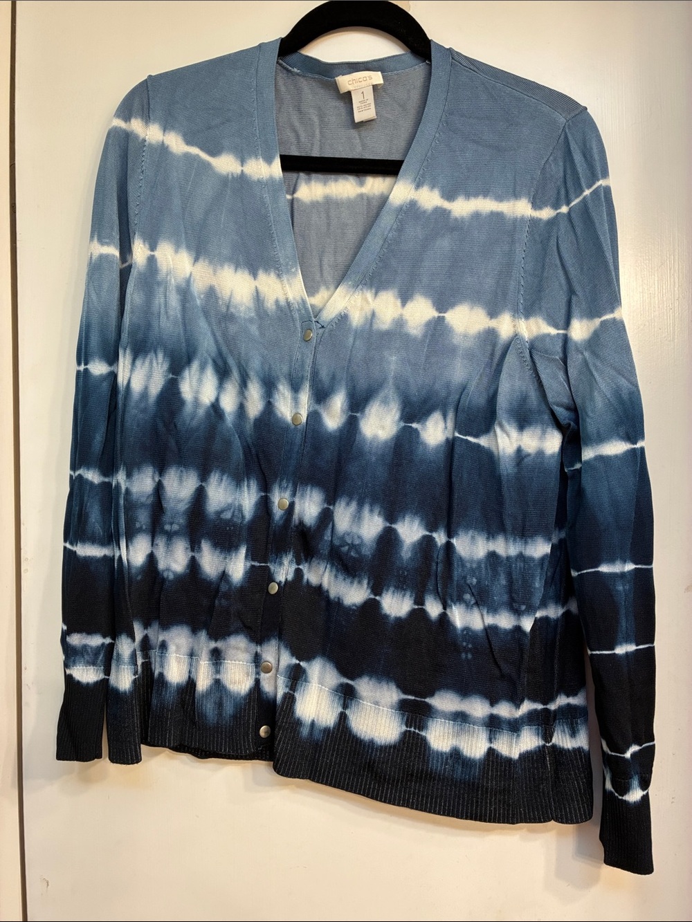 Chico’s Blue Ombre Tie-Dye Cardigan